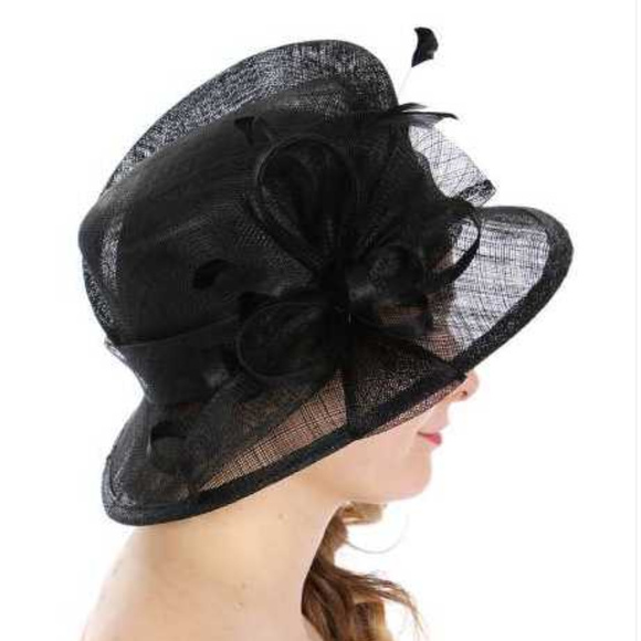 Sinamay dress hat with feather main image 2